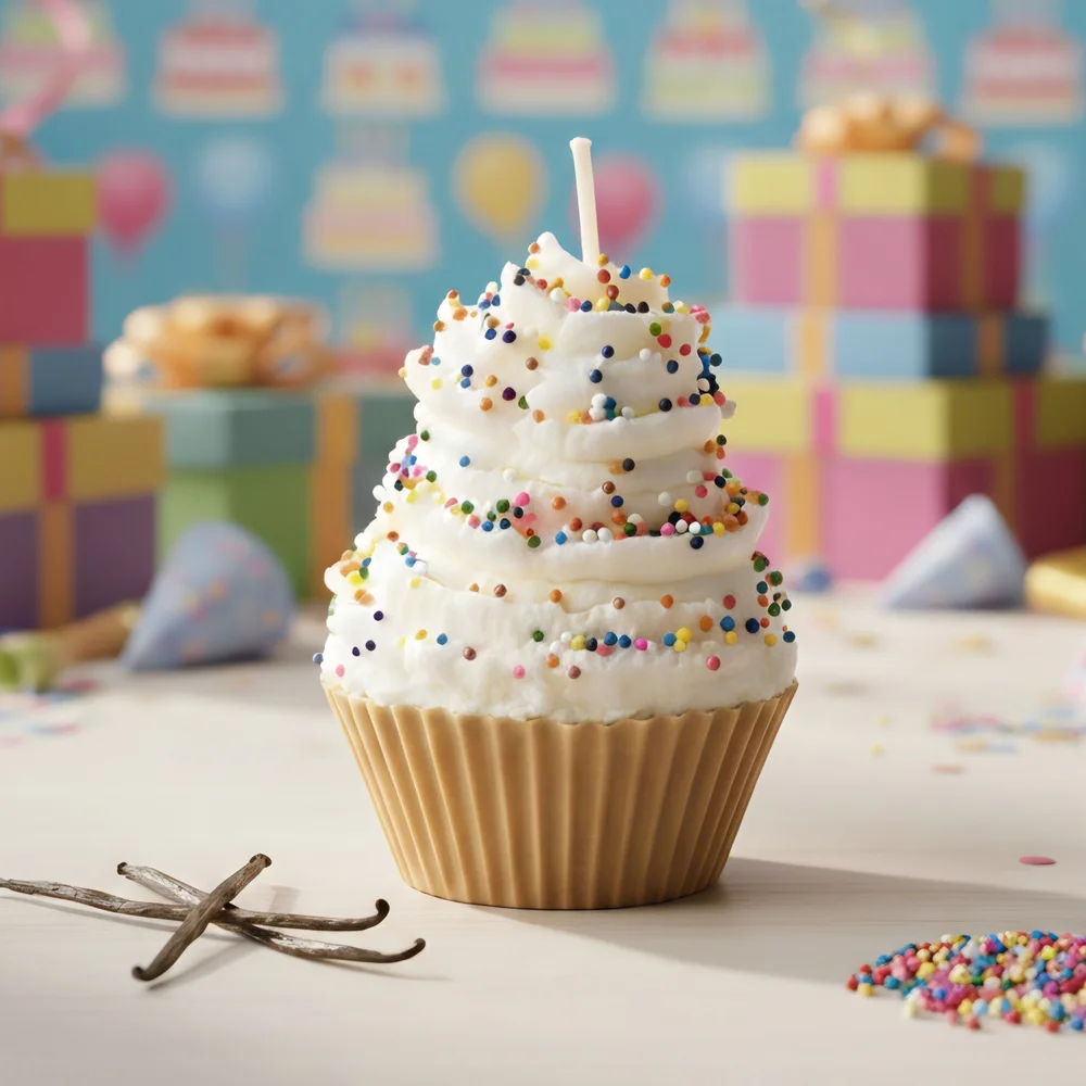 Cupcake Candle with Colorful Sprinkles